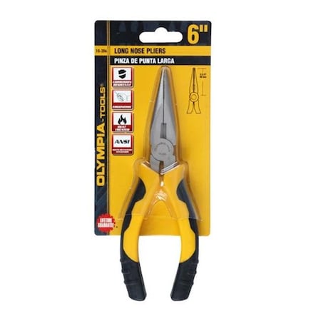 Olympia Tools Olympia Tools 10-206 6 in. Long Nose Pliers with Black & Yellow Grip 10-206